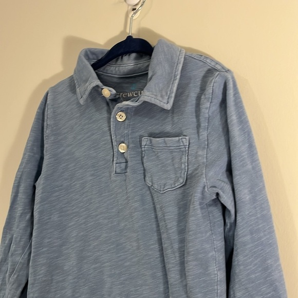 CREWCUTS Toddler 2-3 XXS Light Heather Blue Long Sleeve Polo Button Front - Picture 3 of 8